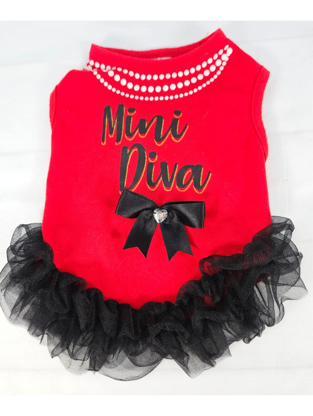 Smoochie, pooch size red & black tutu dog dress